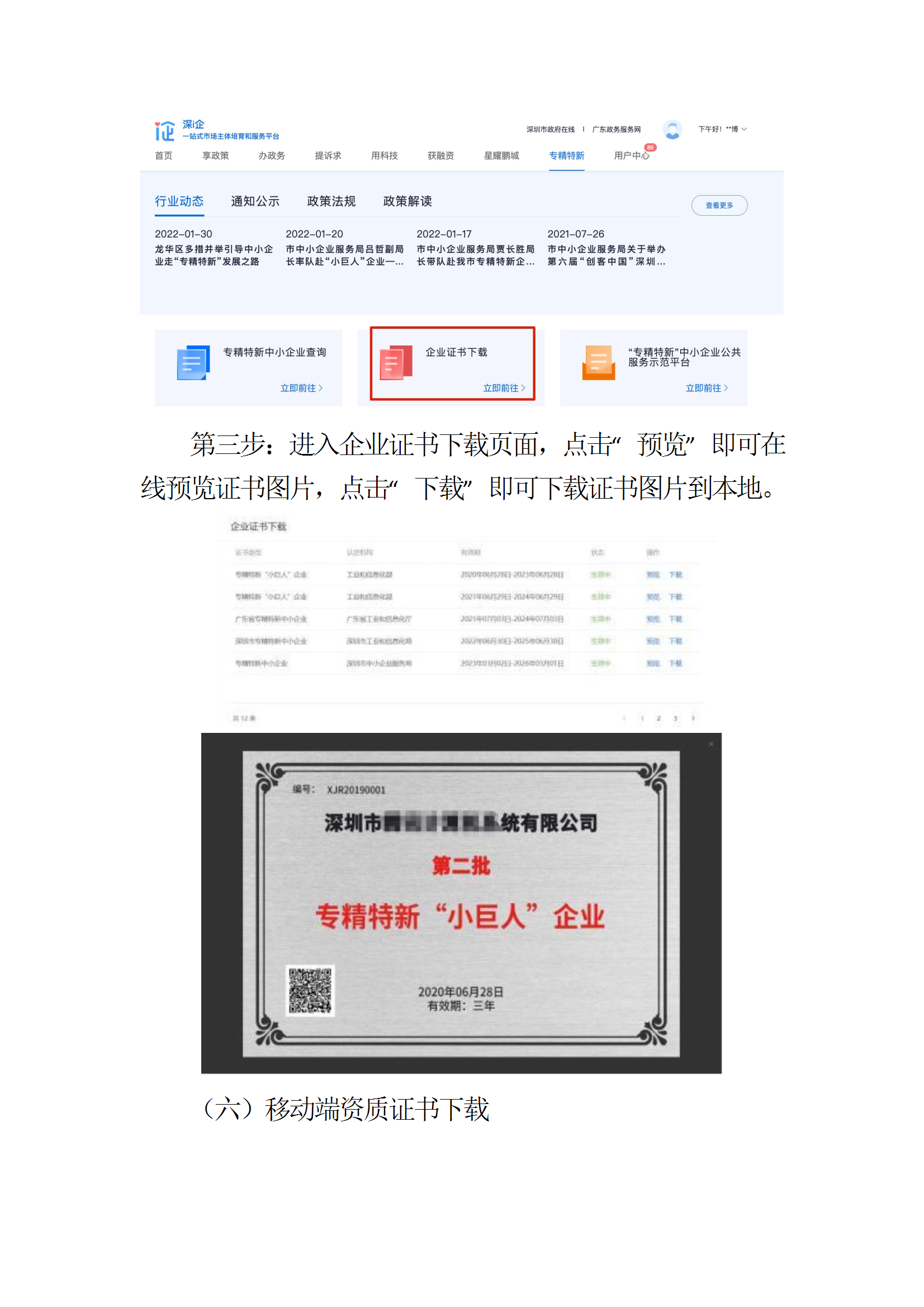 专精特新企业查询及证书下载系统操作指引 conv 8